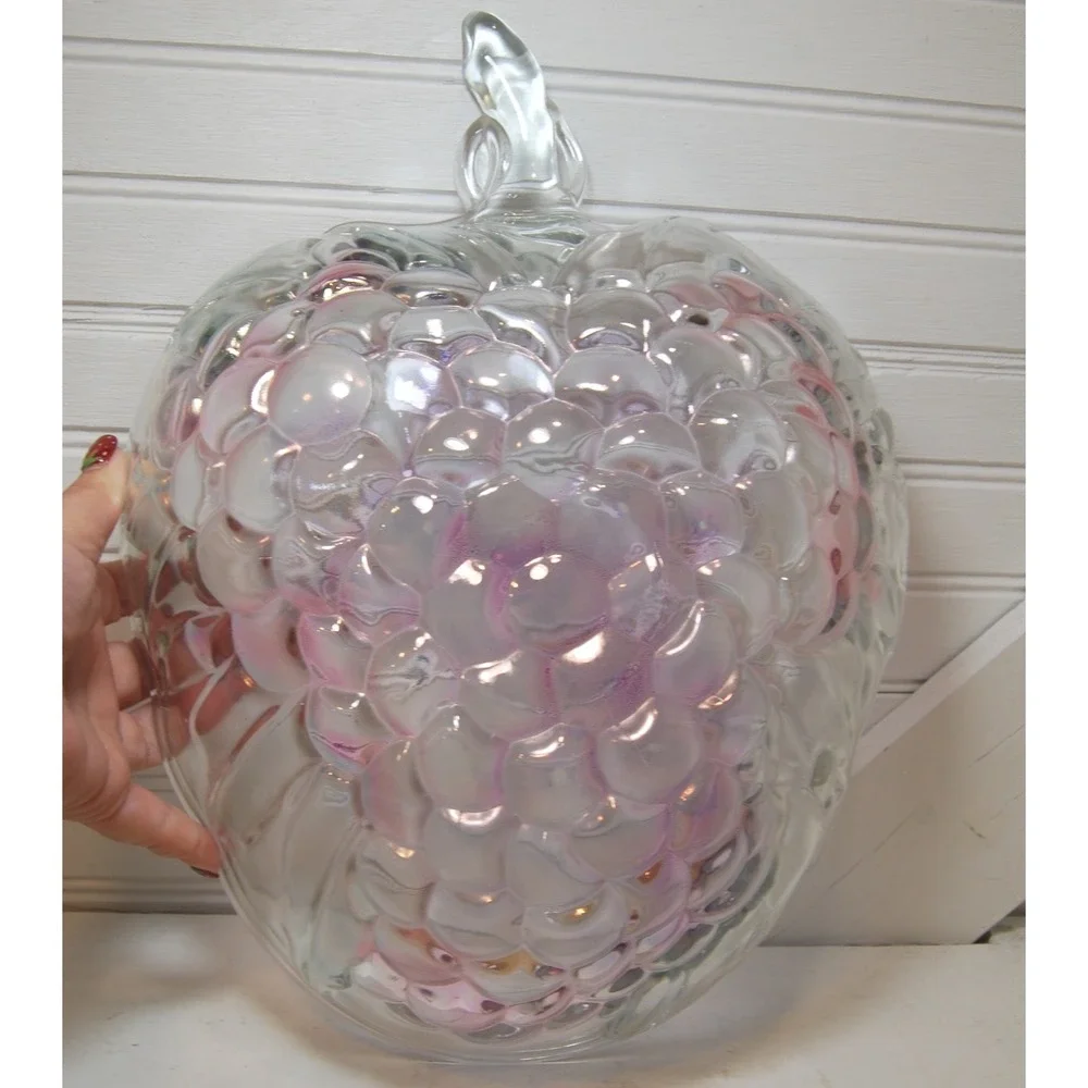 Vintage Indiana Glass bowl Grape cluster design‎ & colors Fruit salad candy dish